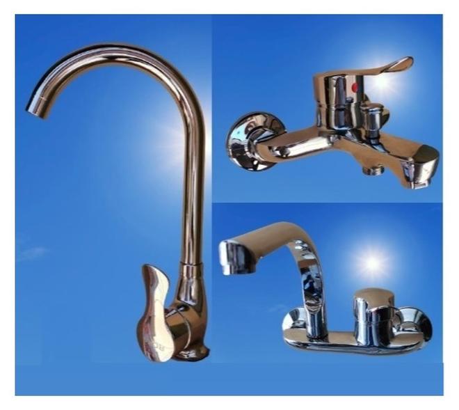 Shams 3-piece Mixer Set Consisting Of A Bathtub Mixer Including The External Adapter + Basin Mixer + Kitchen Basin Mixer