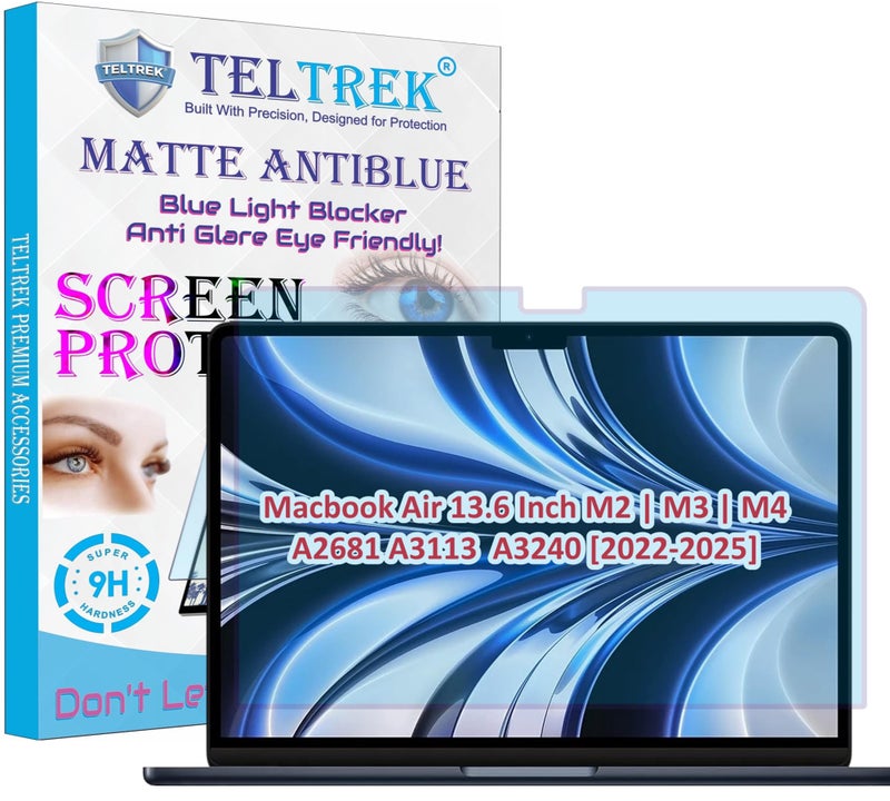 TELTREK Eye Friendly AntiBlue Light, Anti UV, Anti Glare Matte Finish Screen Guard Designed For Macbook Air 13.6 Inch M2/ M3/ M4 Chip A2681 A3113 A3240 [2022-2025] Screen Protector - Image 1
