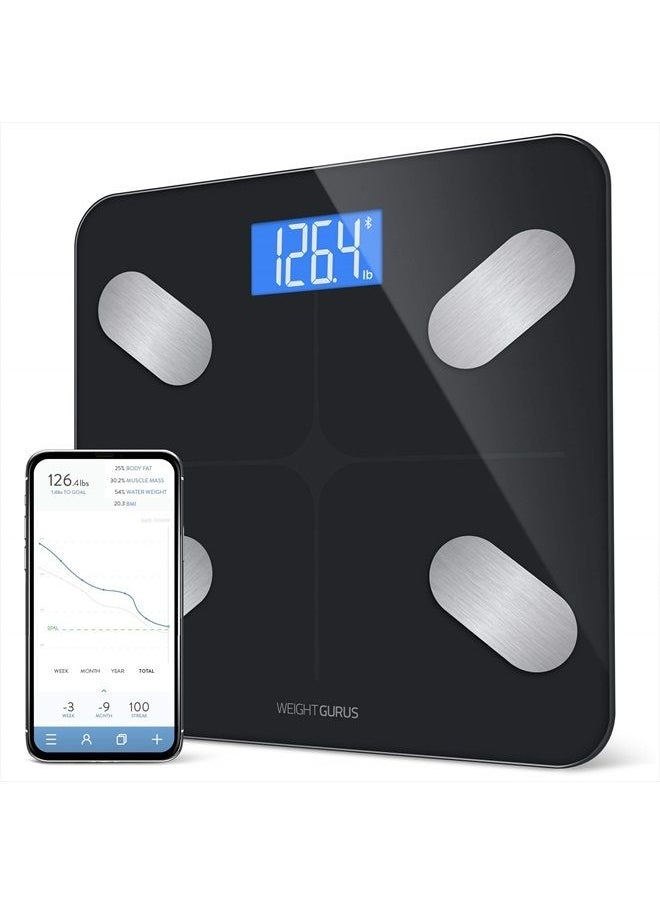 Greater Goods - Digital Body Composition Black Scale, Calculates Weight, BMI, Body Fat, Muscle Mass, and Water Weight, Designed in St. Louis, in-House App for Android and iPhone (Black) - Image 1