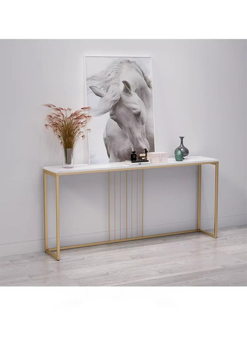 Generic Modern Simple Marble Texture Console Table, Long Table Placed In The Living Room Corridor, Narrow Inlaid Gap, Creative Storage Table 100*75*20cm  - Image 1