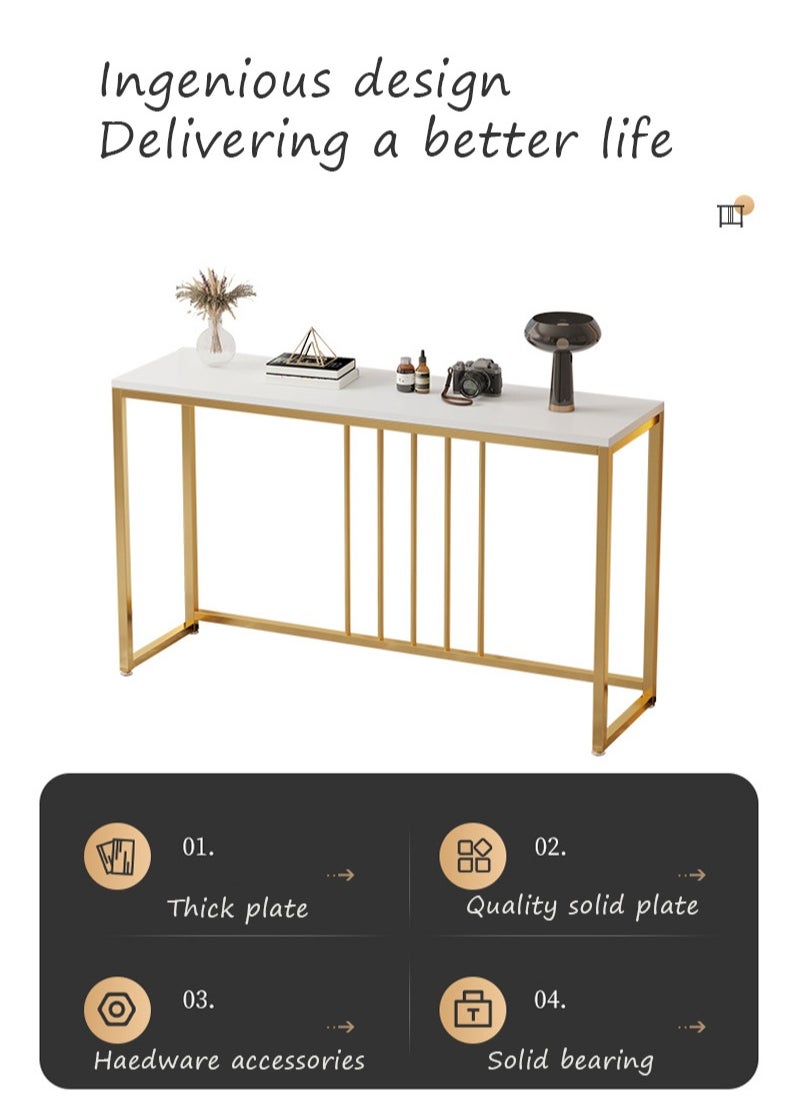 Generic Modern Simple Marble Texture Console Table, Long Table Placed In The Living Room Corridor, Narrow Inlaid Gap, Creative Storage Table 100*75*20cm  - Image 4