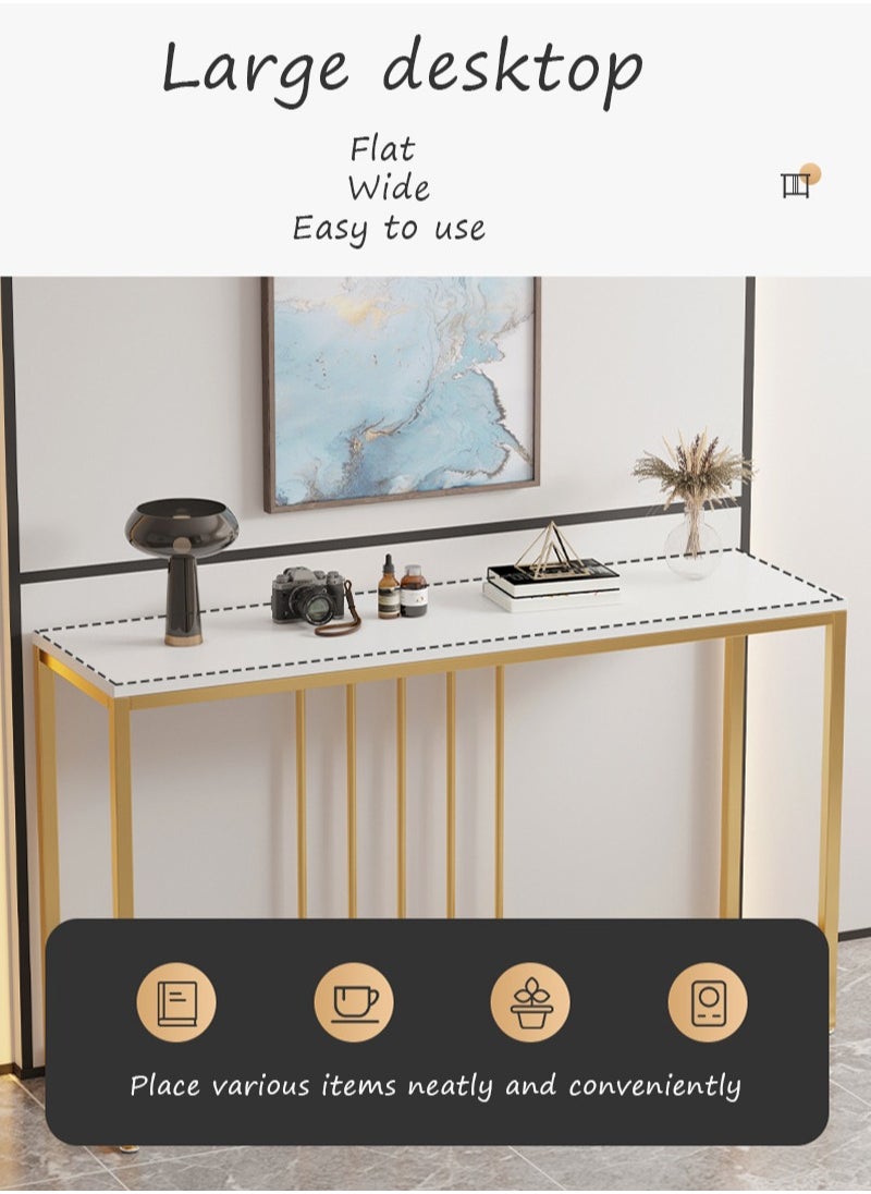 Generic Modern Simple Marble Texture Console Table, Long Table Placed In The Living Room Corridor, Narrow Inlaid Gap, Creative Storage Table 100*75*20cm  - Image 5