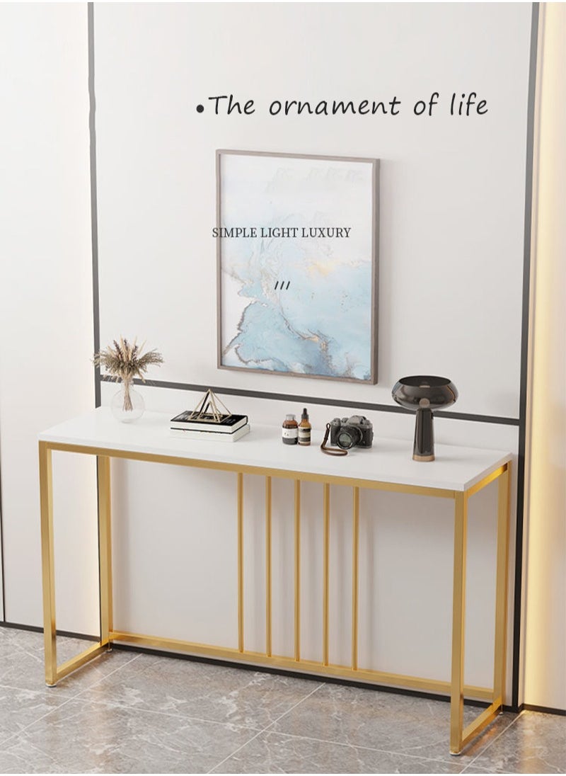 Generic Modern Simple Marble Texture Console Table, Long Table Placed In The Living Room Corridor, Narrow Inlaid Gap, Creative Storage Table 100*75*20cm  - Image 2