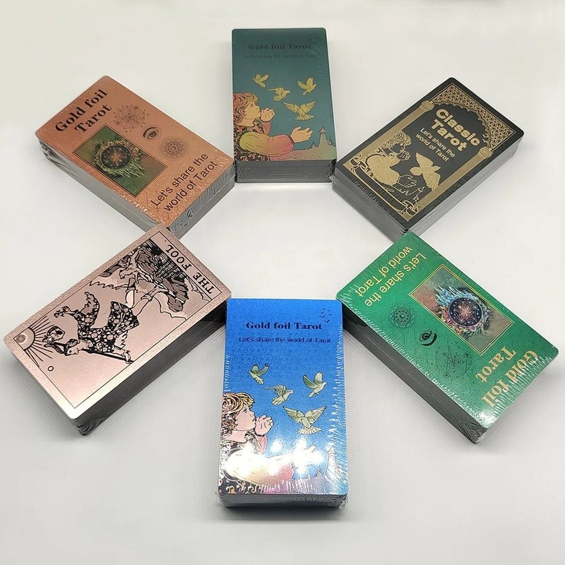 Y&D Portable Luxe Gold Foil Tarot Deck - Beginner Friendly Oracle Cards Board Game - Durable Plastic Box Included - Great Value - Image 2