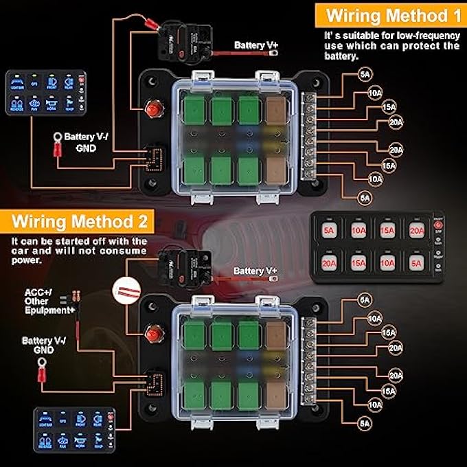NALACAL لوحة مفاتيح 8 عصابة 1224 فولت مفتاح التحكم باللمس لوحة مفاتيح متعددة الوظائف لوحة مفاتيح تبديل مقاومة للماء نظام تبديل التتابع الإلكتروني لسيارات الدفع الرباعي والشاحنات والمقطورات والمركبات البحرية والقوارب واليخوت والمخيمات - Image 3