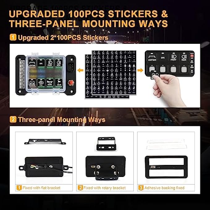 NALACAL لوحة مفاتيح 8 عصابة 1224 فولت مفتاح التحكم باللمس لوحة مفاتيح متعددة الوظائف لوحة مفاتيح تبديل مقاومة للماء نظام تبديل التتابع الإلكتروني لسيارات الدفع الرباعي والشاحنات والمقطورات والمركبات البحرية والقوارب واليخوت والمخيمات - Image 4
