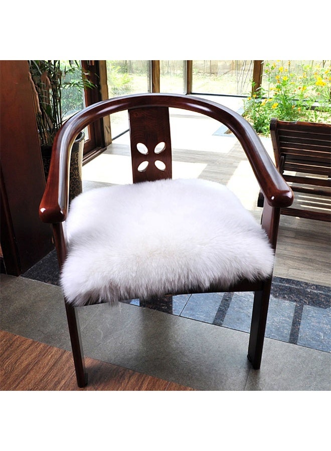 Softlife White Small Faux Fur Sheepskin Throw Rug Fluffy Shag Fur Chair Cover Pad Washable Square Area Rugs for Living Room Bedroom Dorm 20" x 20" - Image 2