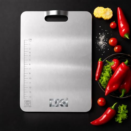 DUKAAN Premium 304 Stainless Steel Chopping Board for Kitchen with Built-in Handle & Curved Head – Heavy Duty Non-Slip Chopping Board for Meat, Fruits & Vegetables | Hygienic, Durable & Knife-Safe (10 * 14) - Image 1