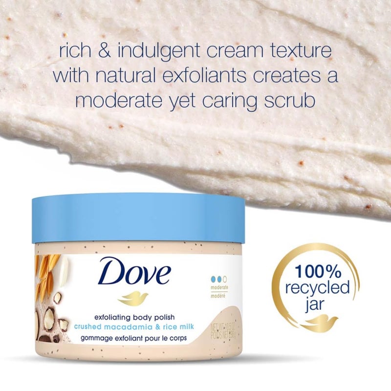 Dove Scrub Macadamia & Rice Milk Reveals Visibly Smoother Skin Body Scrub That Nourishes Skin 10.5 oz - Image 5