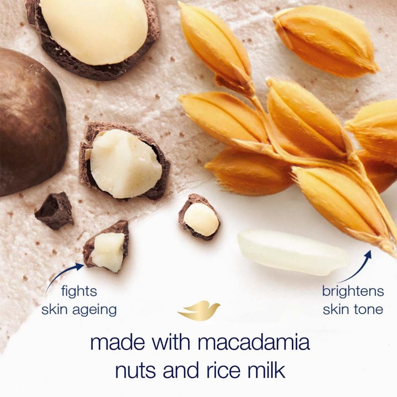Dove Scrub Macadamia & Rice Milk Reveals Visibly Smoother Skin Body Scrub That Nourishes Skin 10.5 oz - Image 4