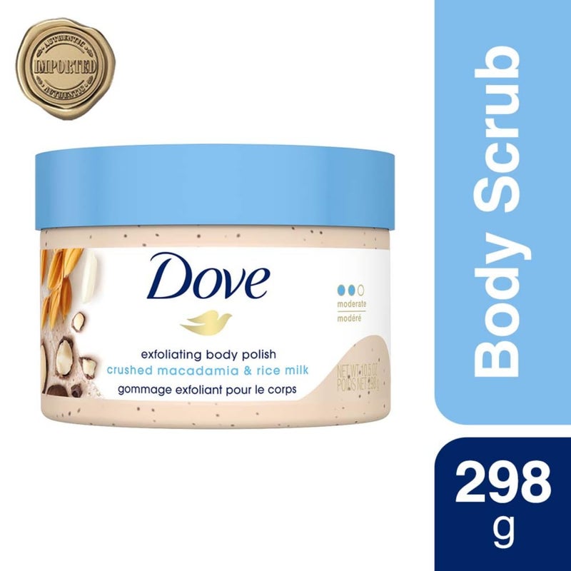 Dove Scrub Macadamia & Rice Milk Reveals Visibly Smoother Skin Body Scrub That Nourishes Skin 10.5 oz - Image 2