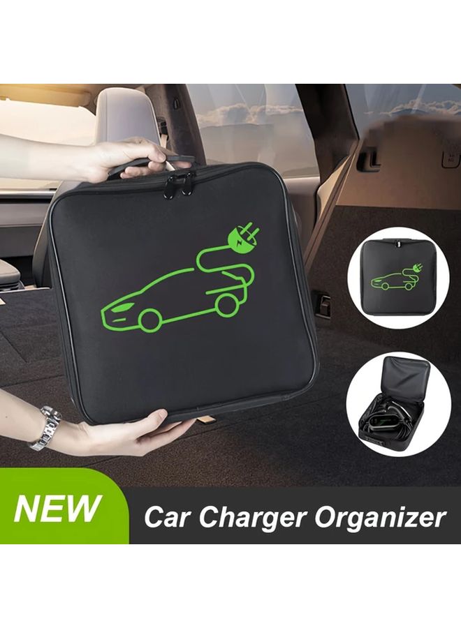 Square Model Large Capacity EV Charger Organizer Bag Nylon Storage Cable Holder Portable - Image 1