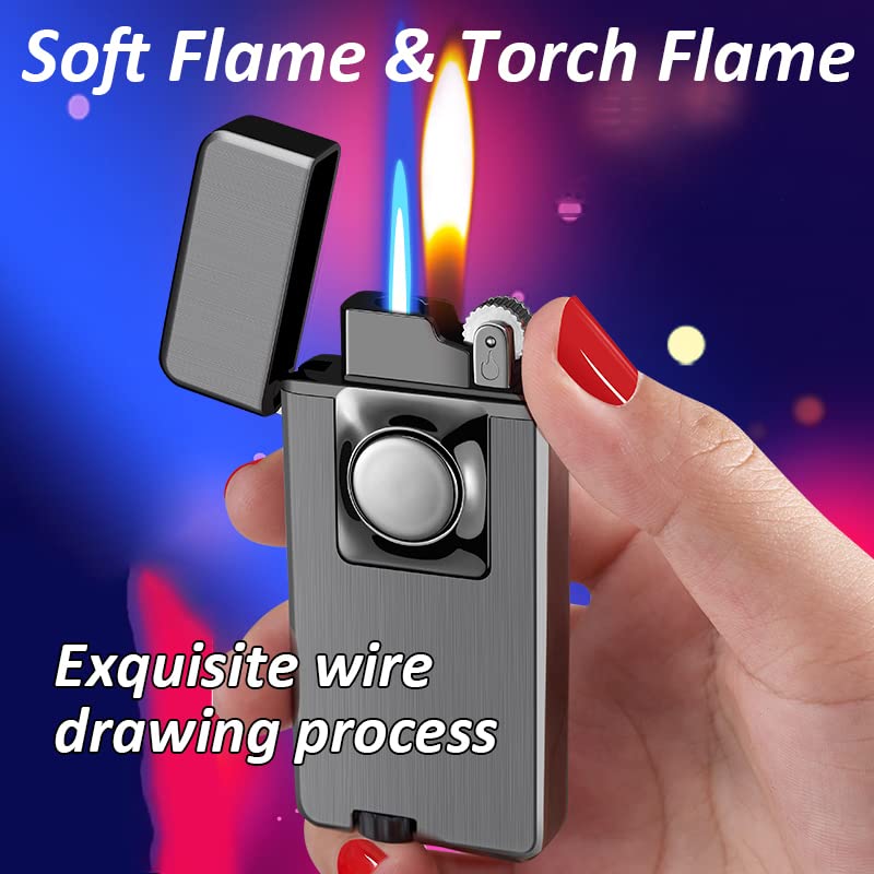 Malisseladi Jet Torch Cigar Lighter, Soft/Jet Flame Switchable Cigarette Lighter with Flame Adjustable, Refillable Butane Lighter, Great Gift for Man, Birthday, Christmas (Black) - Image 2