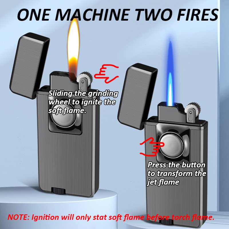 Malisseladi Jet Torch Cigar Lighter, Soft/Jet Flame Switchable Cigarette Lighter with Flame Adjustable, Refillable Butane Lighter, Great Gift for Man, Birthday, Christmas (Black) - Image 4