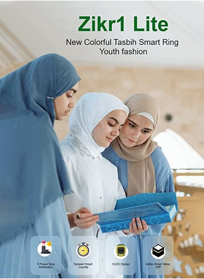 ماركة غير محددة - حلقة ذكية iQibla Zikr1 Lite للمسلمين عداد تسبيح مع تذكير اهتزازي تذكير بوقت الصلاة بلوتوث مقاوم للماء 20 مللي متر - Image 1