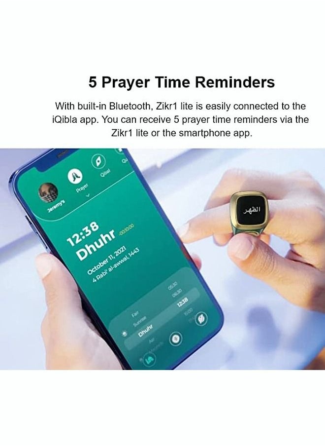 ماركة غير محددة - حلقة ذكية iQibla Zikr1 Lite للمسلمين عداد تسبيح مع تذكير اهتزازي تذكير بوقت الصلاة بلوتوث مقاوم للماء 20 مللي متر - Image 1