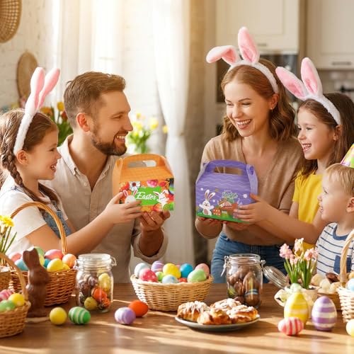DERZIFUN 20 Pack Easter Treat Boxes with Handle, 6.5" x 3.5" x 6.5" Gable Boxes for Party Favors, Candy, Desserts, Easter Decorations - Image 5