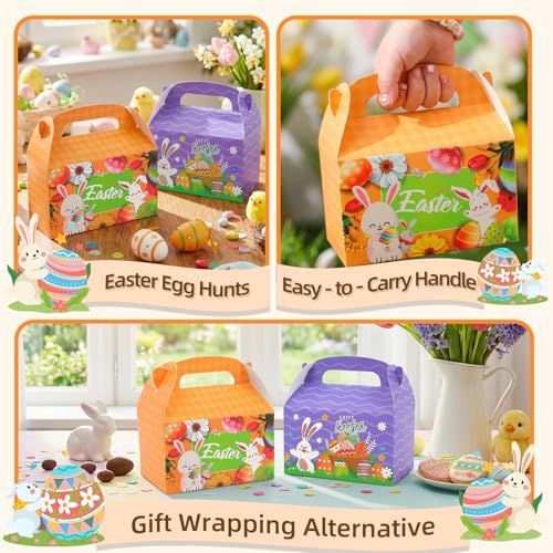 DERZIFUN 20 Pack Easter Treat Boxes with Handle, 6.5" x 3.5" x 6.5" Gable Boxes for Party Favors, Candy, Desserts, Easter Decorations - Image 4