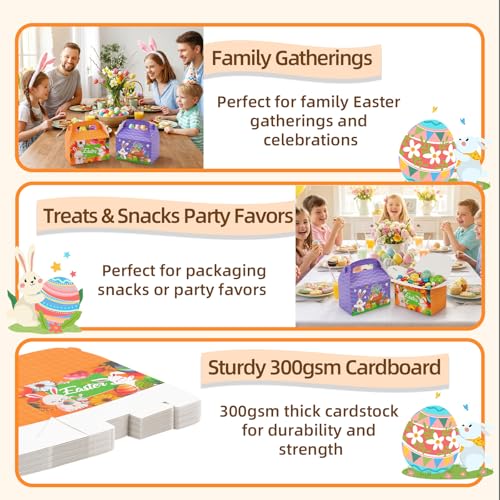 DERZIFUN 20 Pack Easter Treat Boxes with Handle, 6.5" x 3.5" x 6.5" Gable Boxes for Party Favors, Candy, Desserts, Easter Decorations - Image 3