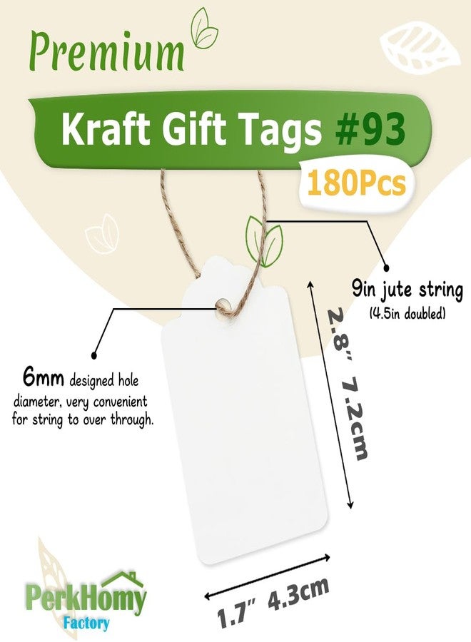 PH PERKHOMY 180 Pcs Kraft Paper Gift Tags with String, Blank Price Tags for Gifts Crafts Wedding Christmas, White - Image 2