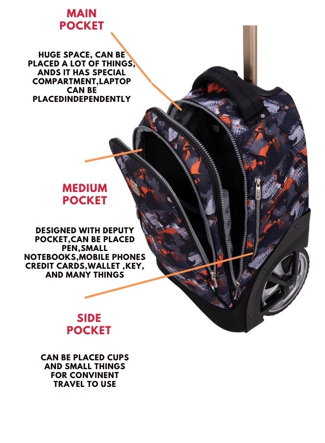 Wires 3 Piece Kids School Trolley Bag laptop compartment Big Wheels With Lunch bag u0026 Pencil Case - Image 4