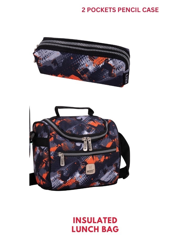 Wires 3 Piece Kids School Trolley Bag laptop compartment Big Wheels With Lunch bag u0026 Pencil Case - Image 5