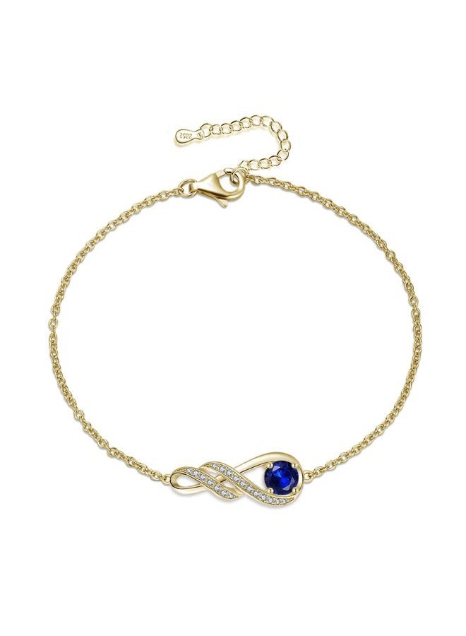 LOCIBLO Birthstone Bracelets for Women Girls 925 Sterling Silver White Gold Infinity Pendant Anniversary Birthday Gifts Jewellery for Her, 6.7"+1.2", 6.7 inches, Sterling Silver, Crystal - Image 1