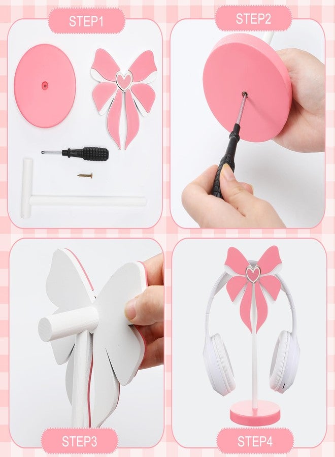 Kingdder حامل سماعات كينغدر الوردي على شكل قوس - زينة لطيفة من الخشب - ملحقات سماعات - هدايا للاعبات المراهقات والنساء - هدايا عيد الميلاد للألعاب لصديقة أو موظفة أو زوجة - غرفة الألعاب - مكتب العمل - Image 4