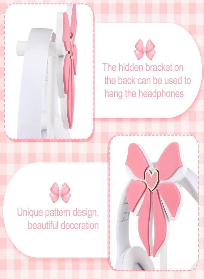 Kingdder حامل سماعات كينغدر الوردي على شكل قوس - زينة لطيفة من الخشب - ملحقات سماعات - هدايا للاعبات المراهقات والنساء - هدايا عيد الميلاد للألعاب لصديقة أو موظفة أو زوجة - غرفة الألعاب - مكتب العمل - Image 3
