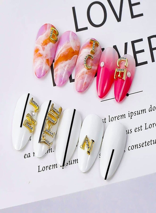 SILPECWEE سليبيكوي 104 قطعة حروف أظافر زينة أظافر ذهبية حروف أظافر 3D زينة أظافر حروف أبجدية دبابيس أظافر مجوهرات أظافر مجموعة زينة أظافر - Image 4