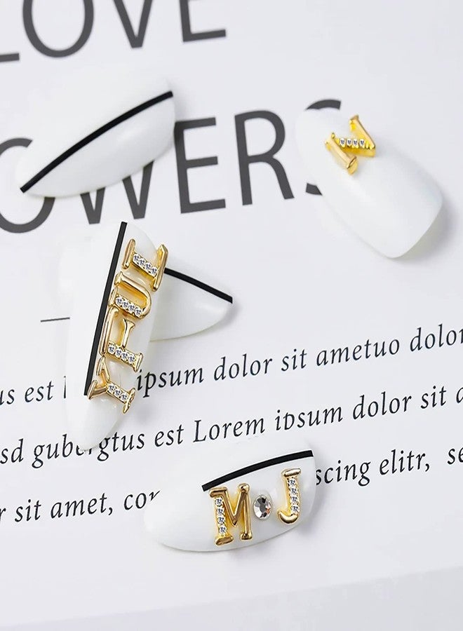 SILPECWEE سليبيكوي 104 قطعة حروف أظافر زينة أظافر ذهبية حروف أظافر 3D زينة أظافر حروف أبجدية دبابيس أظافر مجوهرات أظافر مجموعة زينة أظافر - Image 5