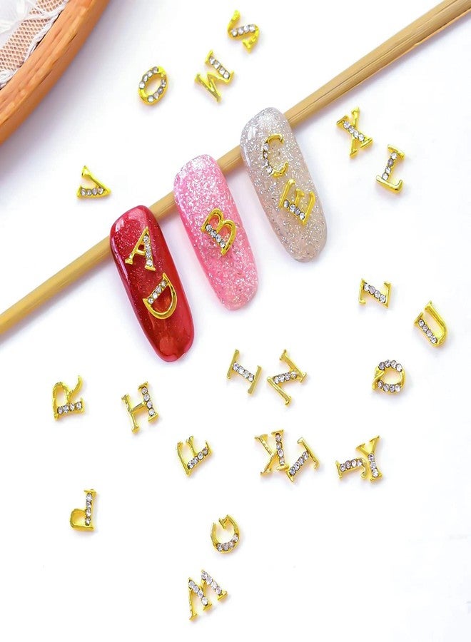 SILPECWEE سليبيكوي 104 قطعة حروف أظافر زينة أظافر ذهبية حروف أظافر 3D زينة أظافر حروف أبجدية دبابيس أظافر مجوهرات أظافر مجموعة زينة أظافر - Image 3