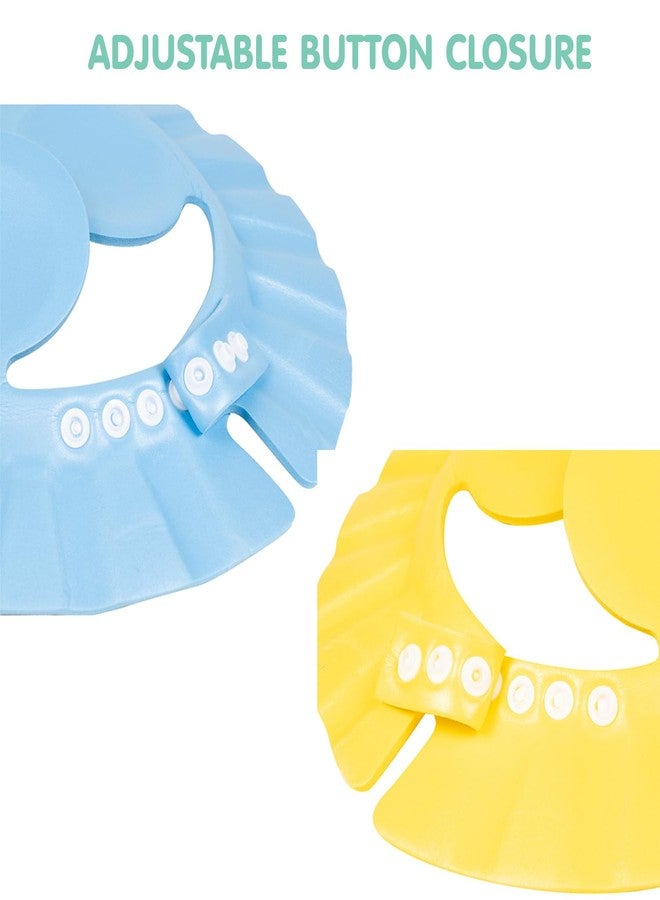 BabyMoo قبعة استحمام بيبي موو ناعمة قابلة للتعديل، قبعة استحمام للأطفال الصغار، واقي للرأس لغسل الشعر، قبعة استحمام واقية للأطفال الصغار والرضع والأطفال (أزرق، أصفر) - Image 4