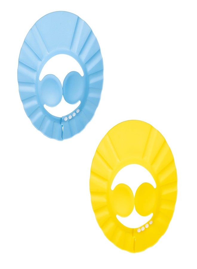 BabyMoo قبعة استحمام بيبي موو ناعمة قابلة للتعديل، قبعة استحمام للأطفال الصغار، واقي للرأس لغسل الشعر، قبعة استحمام واقية للأطفال الصغار والرضع والأطفال (أزرق، أصفر) - Image 1