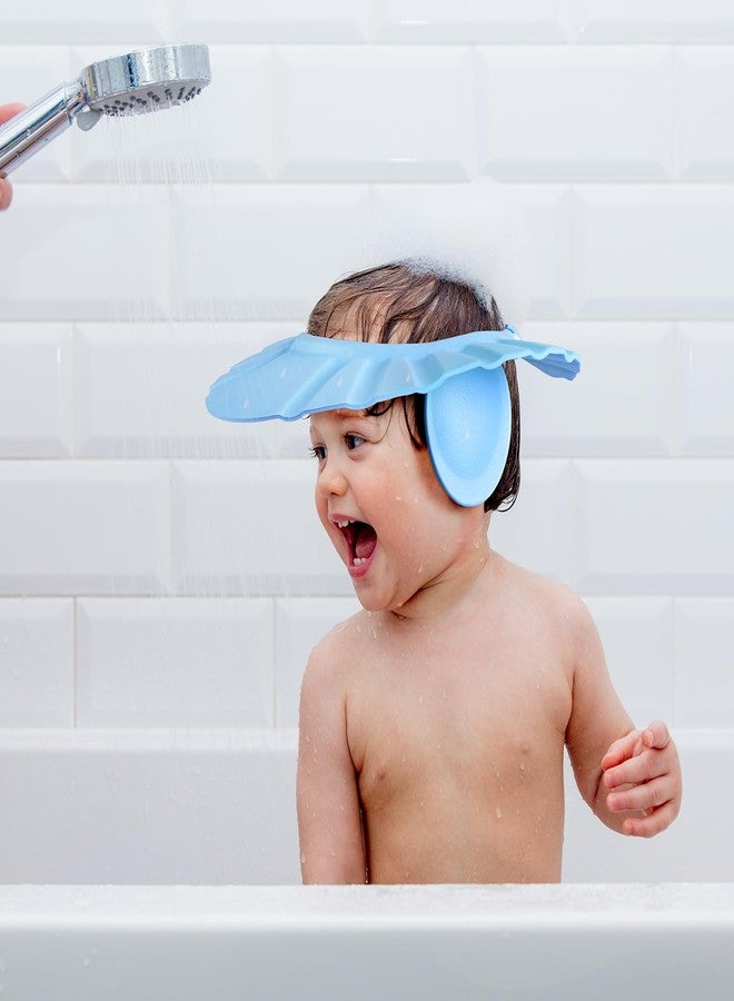 BabyMoo قبعة استحمام بيبي موو ناعمة قابلة للتعديل، قبعة استحمام للأطفال الصغار، واقي للرأس لغسل الشعر، قبعة استحمام واقية للأطفال الصغار والرضع والأطفال (أزرق، أصفر) - Image 2