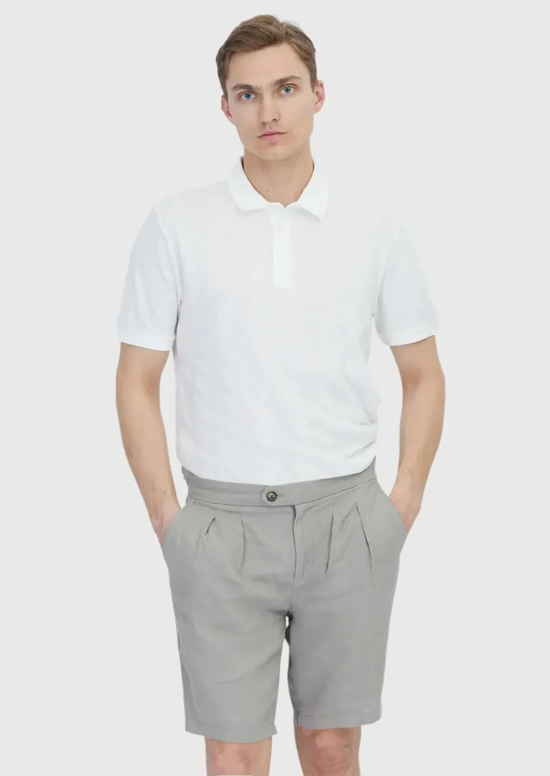 RAMSEY White Plain Polo Neck 100% Cotton T-Shirt