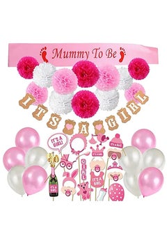 Brain Giggles Brain Giggles Baby Shower for Girls Decoration Kit 56pcs  - Image 1