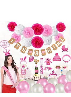 Brain Giggles Brain Giggles Baby Shower for Girls Decoration Kit 56pcs  - Image 2
