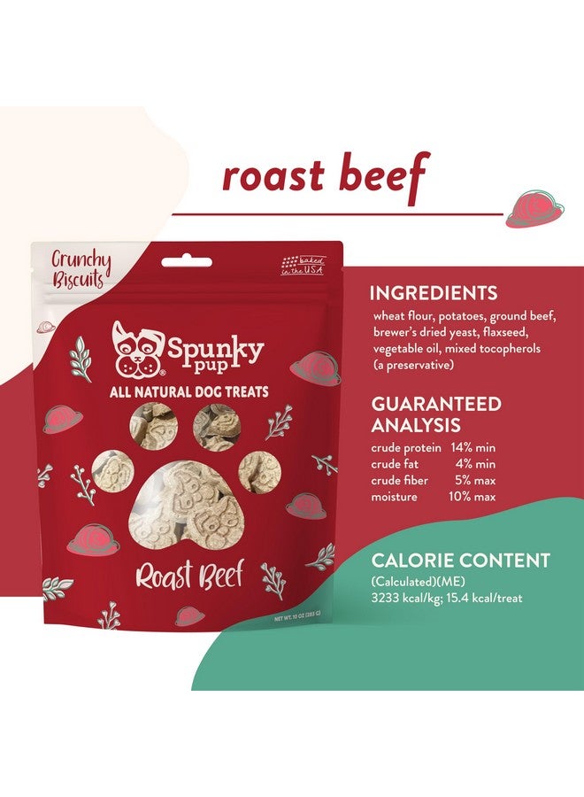Spunky pup Every Day Biscuit Dog Treats - All-Natural, Handmade in USA, Perfect for Training or Snacking, 10 oz Resealable Pouch- Holiday Bites- Roast Beef Flavor - Image 3