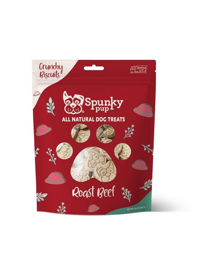 Spunky pup Every Day Biscuit Dog Treats - All-Natural, Handmade in USA, Perfect for Training or Snacking, 10 oz Resealable Pouch- Holiday Bites- Roast Beef Flavor - Image 1
