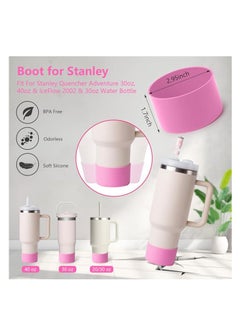 JOSQUEWNN Cup Accessory Kit For Stanley Quencher Including Water Bottle Handle Strap, Silicone Cup Sleeve, Lipstick Holder, Key Chain Charms, Handle Charms, And Straw Topper Accessories For 40oz/30oz  Cup  - Image 4
