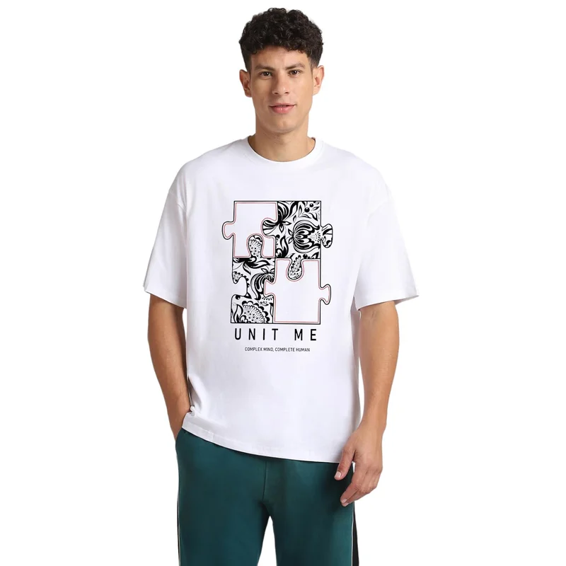 NOBERO Graphic Printed White T-Shirt for Men
