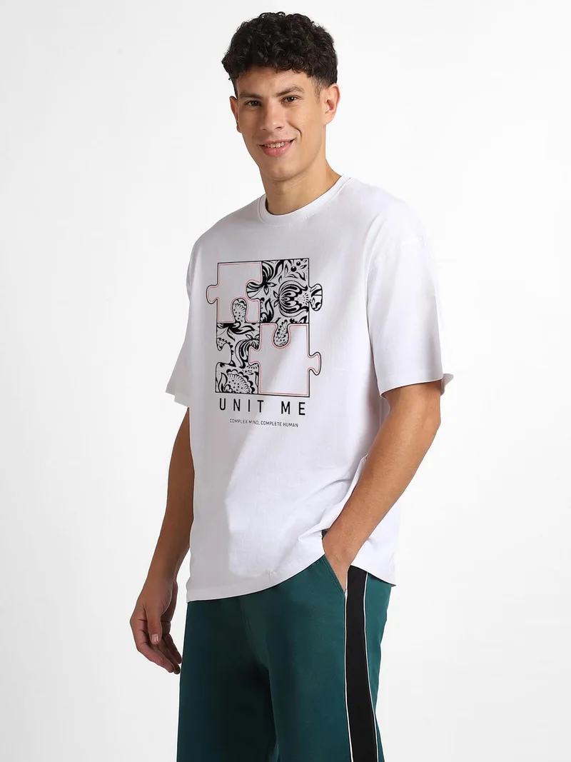 Graphic Printed White T-Shirt for Men
