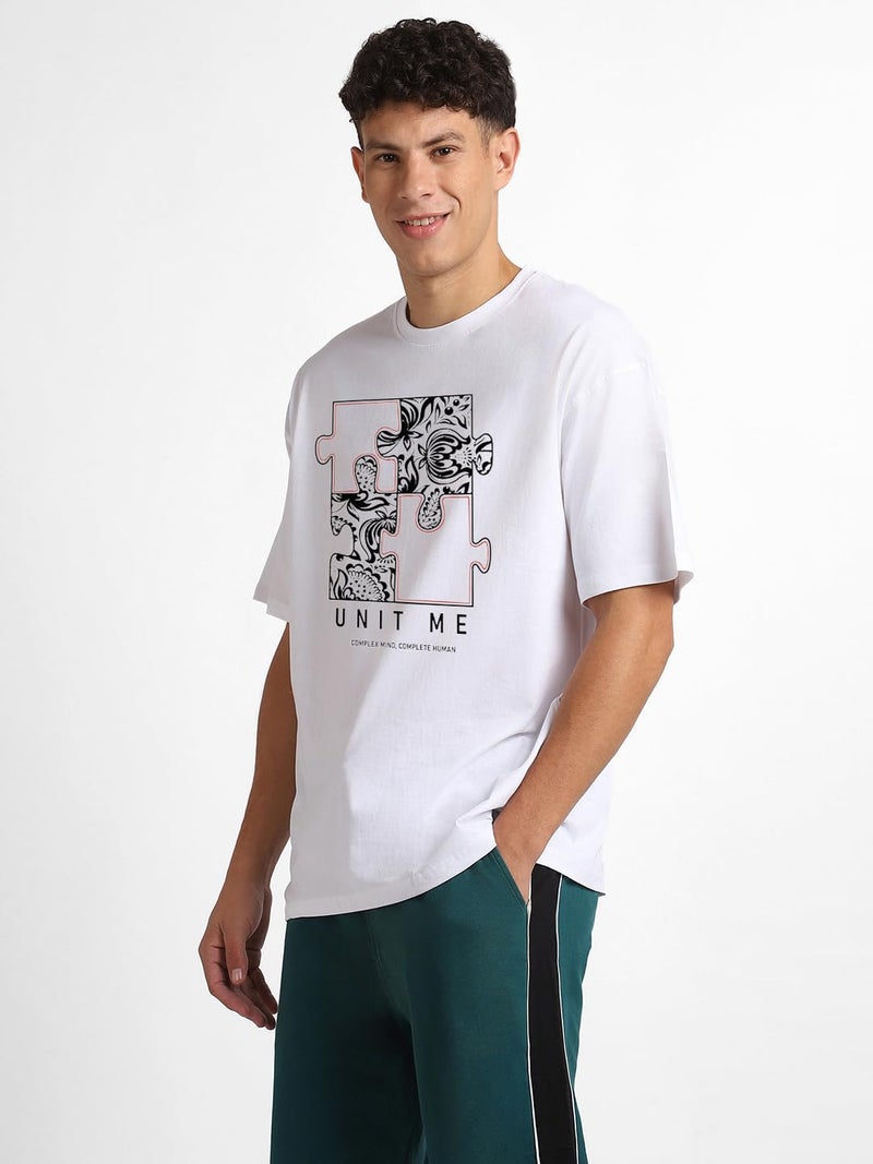 NOBERO Graphic Printed White T-Shirt for Men - Image 1