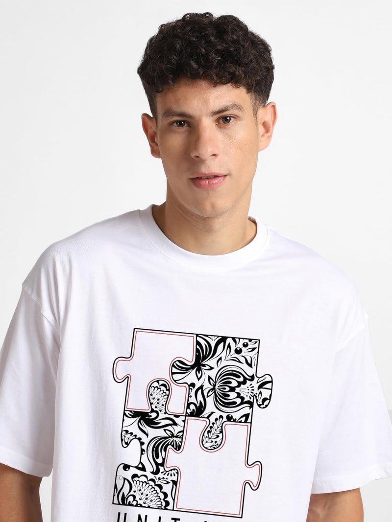 NOBERO Graphic Printed White T-Shirt for Men - Image 5