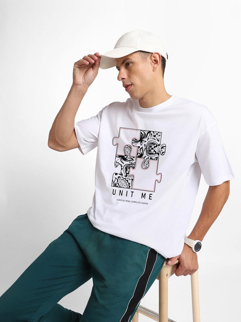 NOBERO Graphic Printed White T-Shirt for Men - Image 2