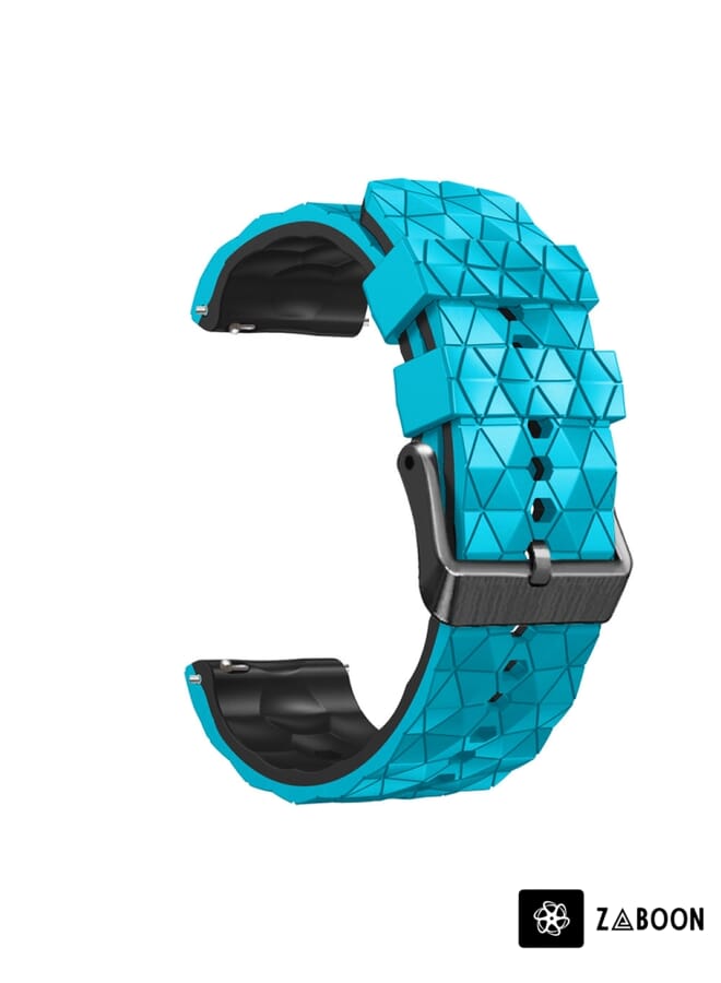 Zaboon Watch Band For Honor Magic Watch 2 46mm 22mm Football Pattern Two-Color Silicone Strap(Blue+Black) - Image 2