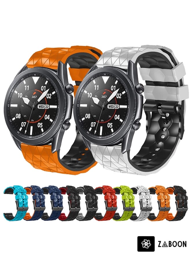 Zaboon Watch Band For Honor Magic Watch 2 46mm 22mm Football Pattern Two-Color Silicone Strap(Blue+Black) - Image 3