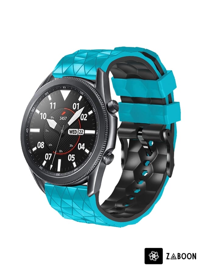 Zaboon Watch Band For Honor Magic Watch 2 46mm 22mm Football Pattern Two-Color Silicone Strap(Blue+Black) - Image 1
