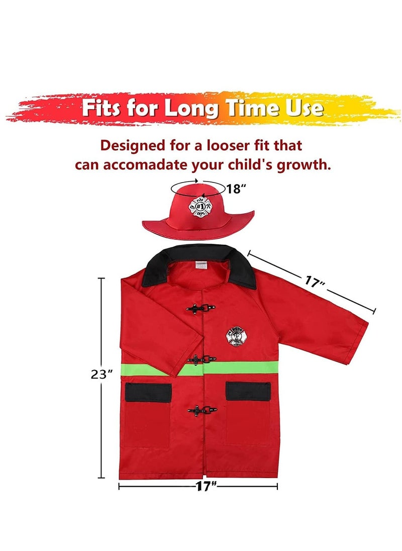 Mike Music - Kids Firefighter Costume Set with Accessories – 58 cm Jacket, 43 cm Sleeve, 46 cm Hat Diameter – Fits Ages 3 to 6 - Image 1